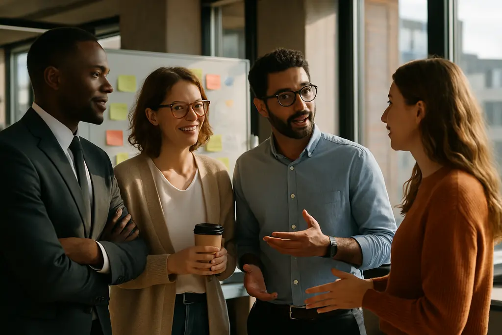 Workplace Clothing Choices shown through polished outfits on an office clothing rack