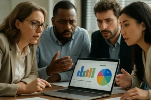 EEOC Data Shift illustrated by a hiring team reviewing neutral workforce presentation materials