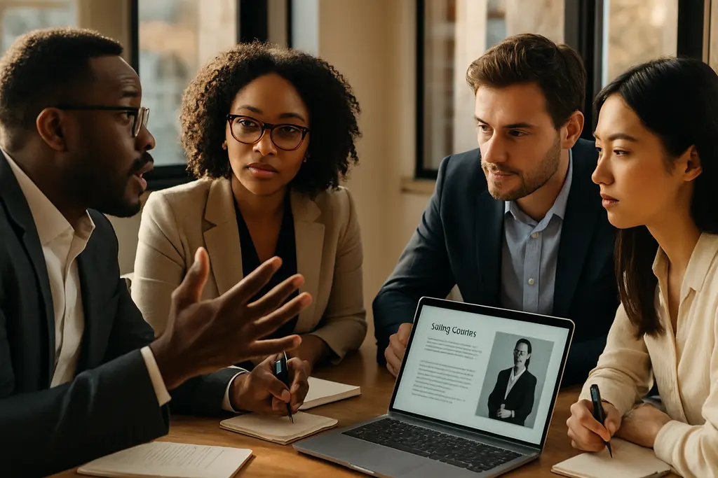image dignity discussion with a professional reviewing consent notes beside a laptop