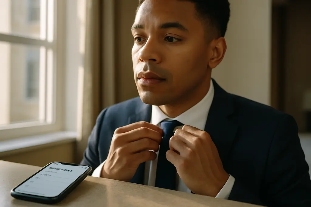 Interview attire options laid out for a video and in-person job meeting