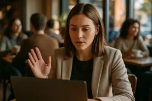 Employees discussing casual dress codes around a conference table
