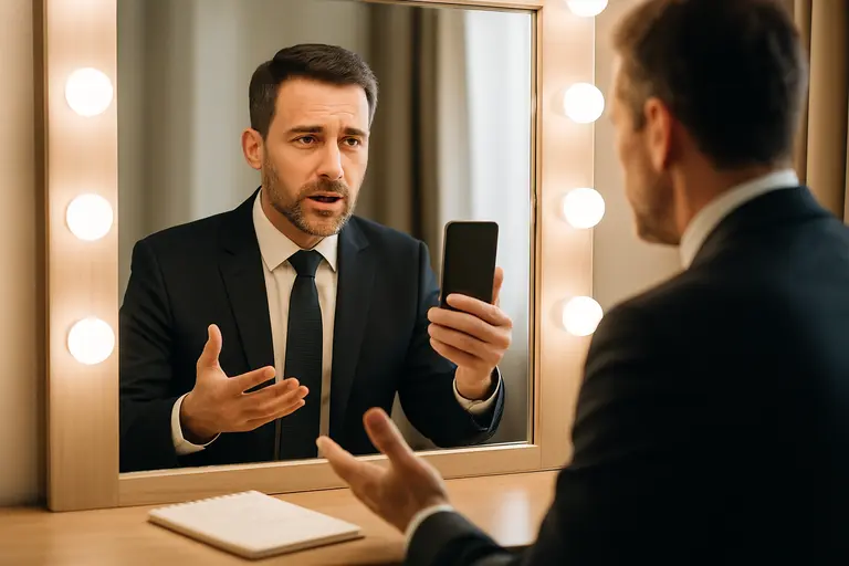 Checklist, blazer, shoes, and grooming kit arranged before a portrait session